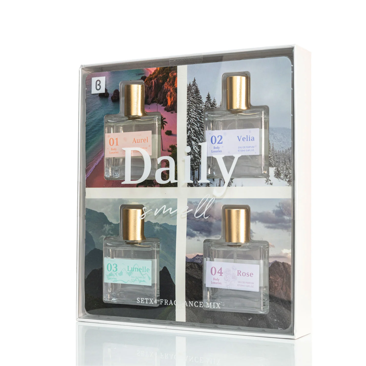 مجموعة عطور ديلي سمايل من بودي لوكشريز - 4 عبوات
