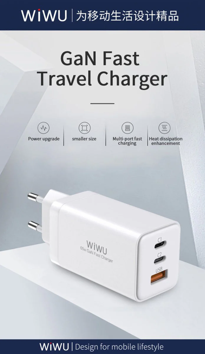 شاحن سفر سريع Wiwu 65W GAN - Image 3